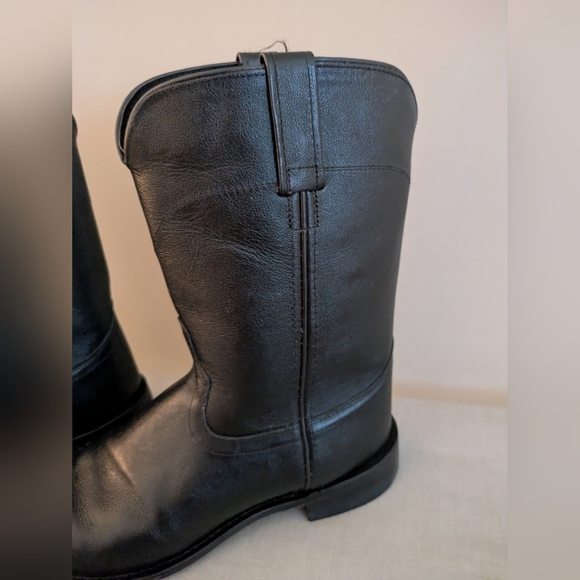 Old West Black Leather Boots 10 Mens - Picture 5 of 8